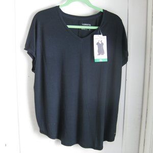 XL BLACK short sleeve tee, nice drape Tencel fabric, 26" long. New w tags
